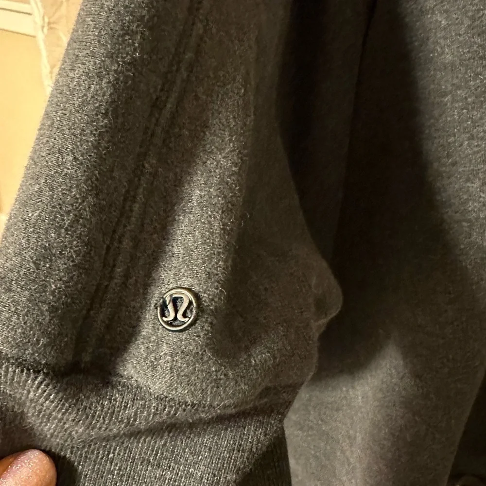 Lululemon It Makes Two Wrap Heathered Black Gray Fleece Open Front